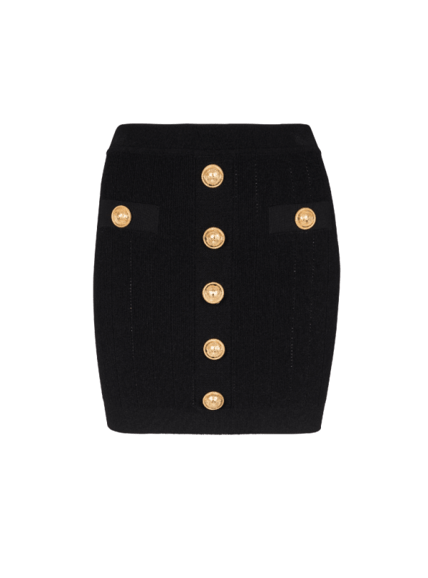 balmain paris Jupe en maille à boutons noir - Femme