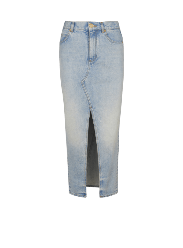 balmain paris Jupe midi en denim bleu - Femme