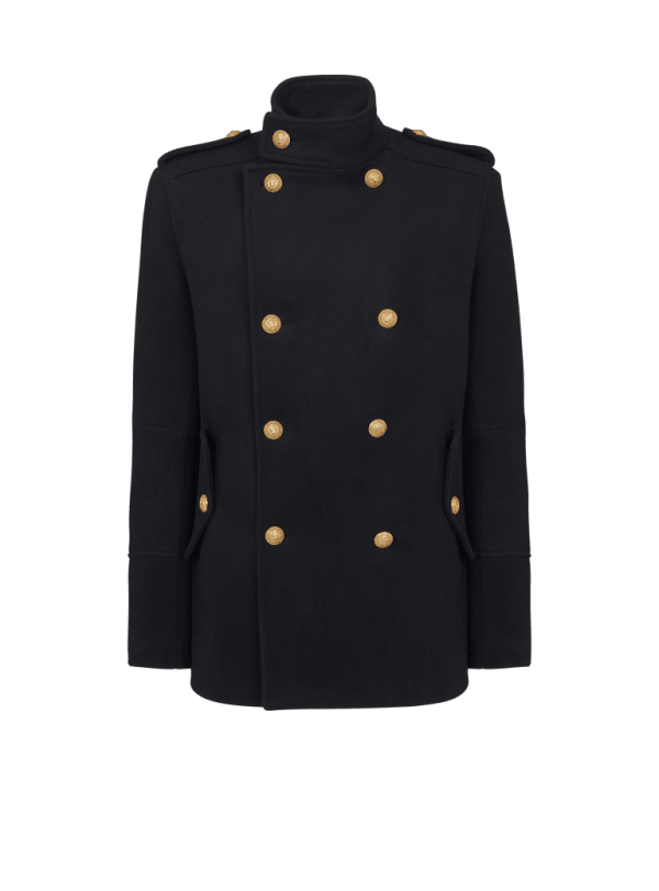 balmain paris Manteau officier court noir - Homme