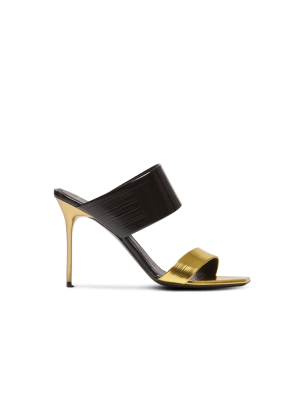 balmain paris Mules PB en cuir strié noir - Femme