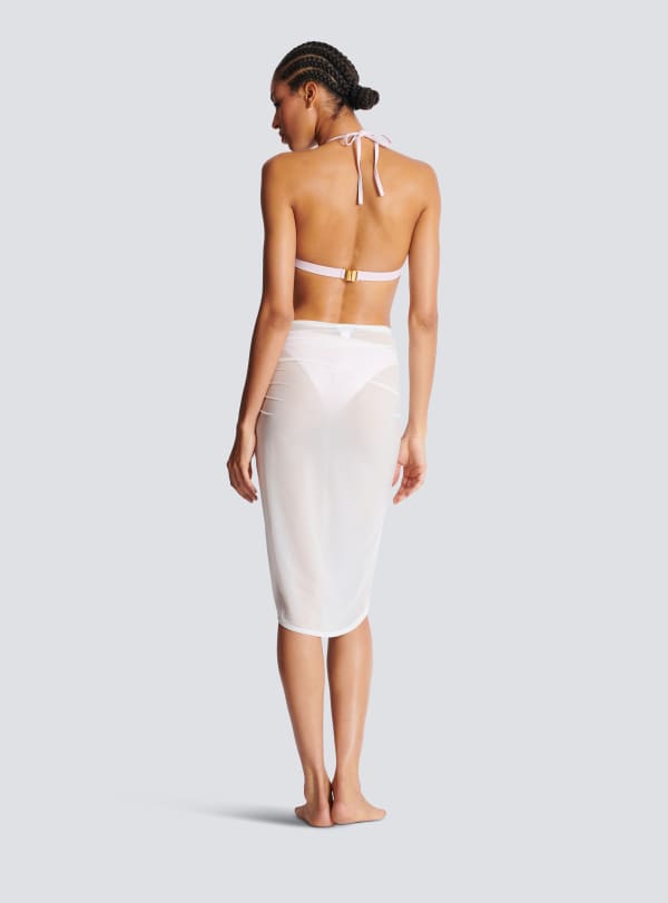 Balmain Paris Paréo Brillant à Logo Beige - Femme