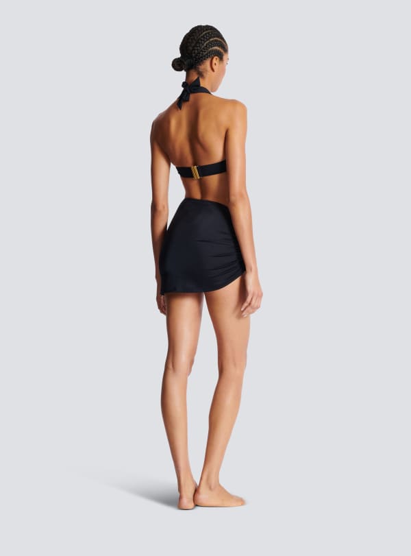 Balmain Paris Paréo Drapé à Boutons Noir - Femme