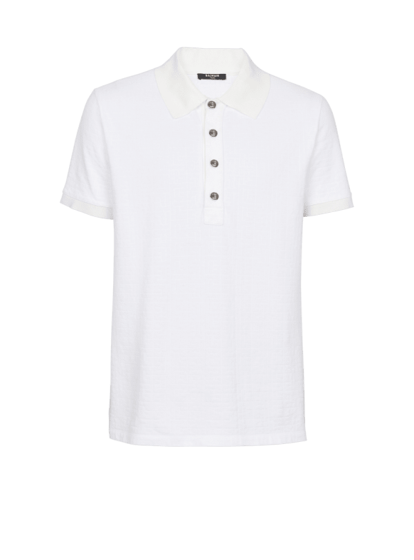 balmain paris Polo en coton piqué blanc - Homme