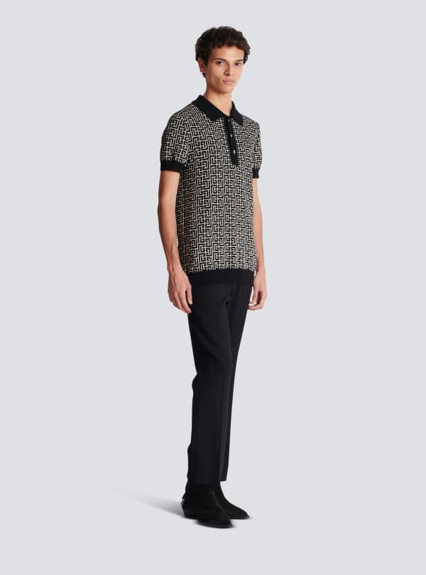 Balmain Paris Polo Monogramme Noir - Homme