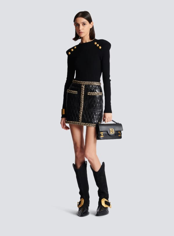 Balmain Paris Pull En Maille à Boutons Noir - Femme