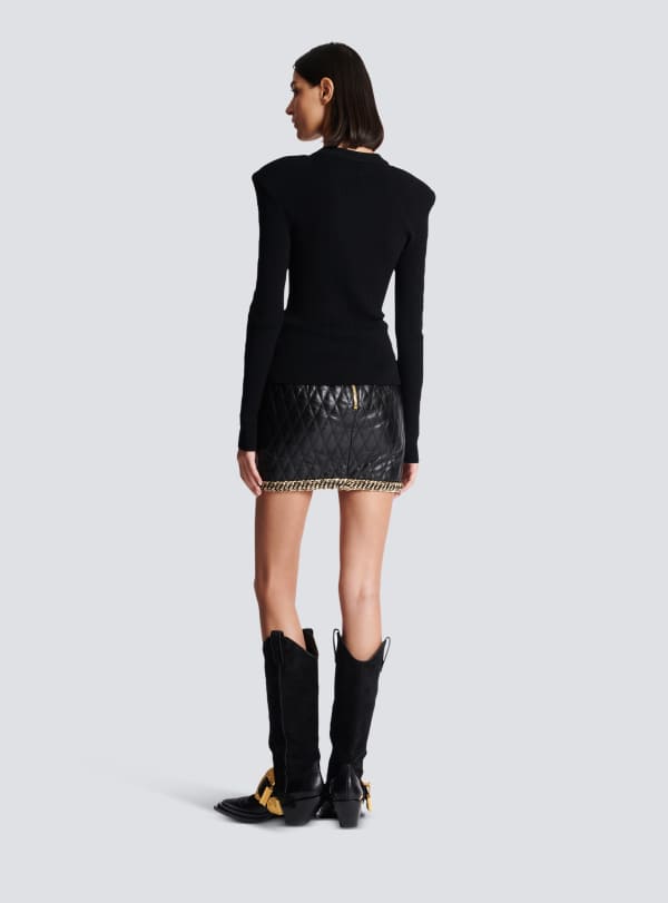 Balmain Paris Pull En Maille à Boutons Noir - Femme