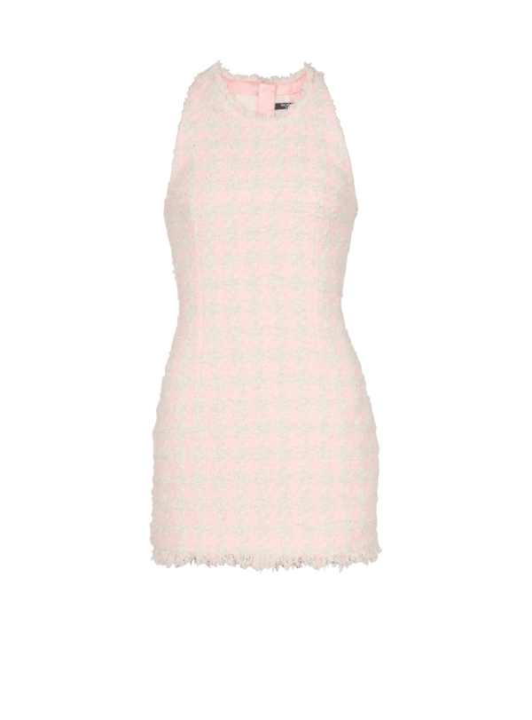 balmain paris Robe courte en tweed rose - Femme