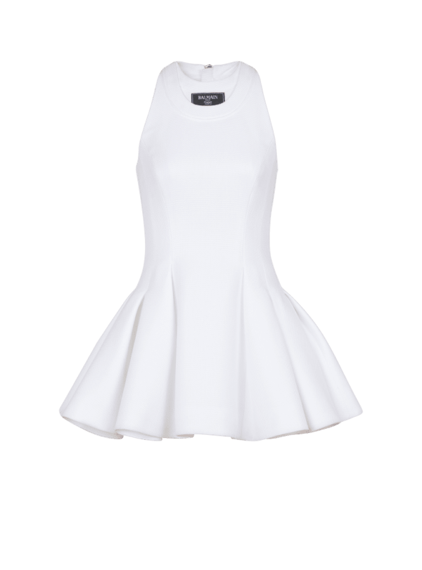 balmain paris Robe trapèze plissée blanc - Femme