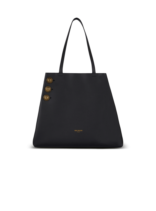 Balmain Paris Sac Cabas Emblème En Cuir Noir - Femme