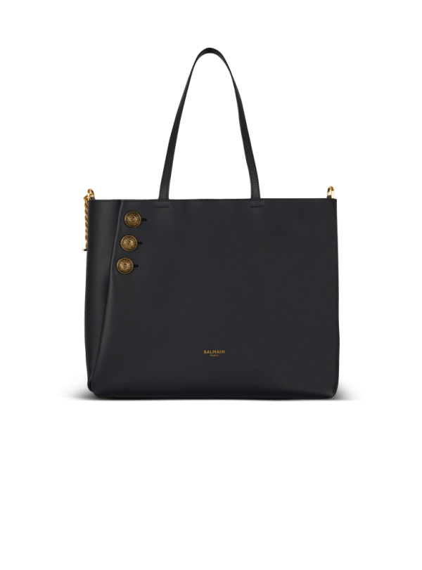 balmain paris Sac cabas Emblème en cuir noir - Femme