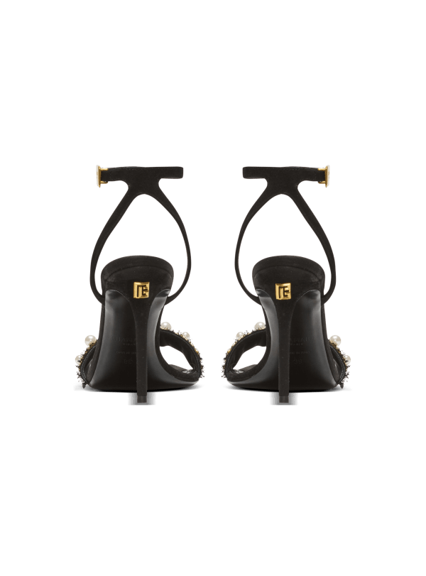 Balmain Paris Sandales PB En Cuir Suédé Noir - Femme