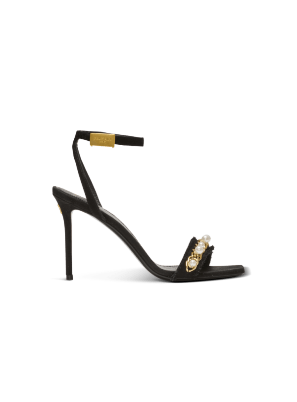 balmain paris Sandales PB en cuir suédé noir - Femme