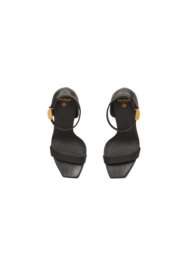 Balmain Paris Sandales Uma En Cuir Noir - Femme