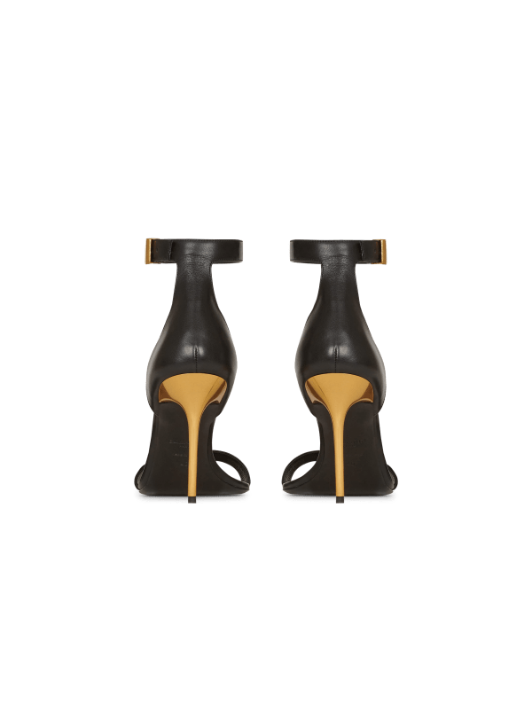 Balmain Paris Sandales Uma En Cuir Noir - Femme