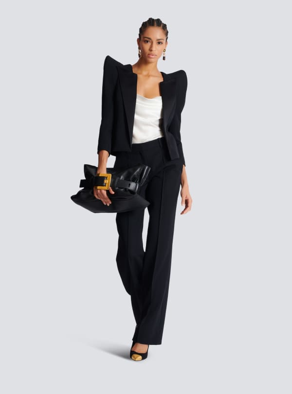 Balmain Paris Top En Satin Drapé Blanc - Femme