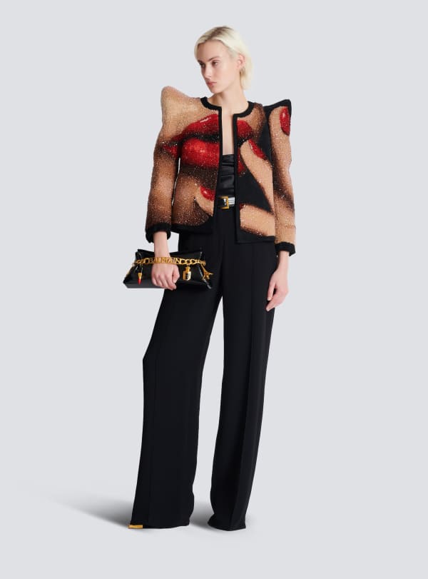 Balmain Paris Top En Satin Drapé Noir - Femme