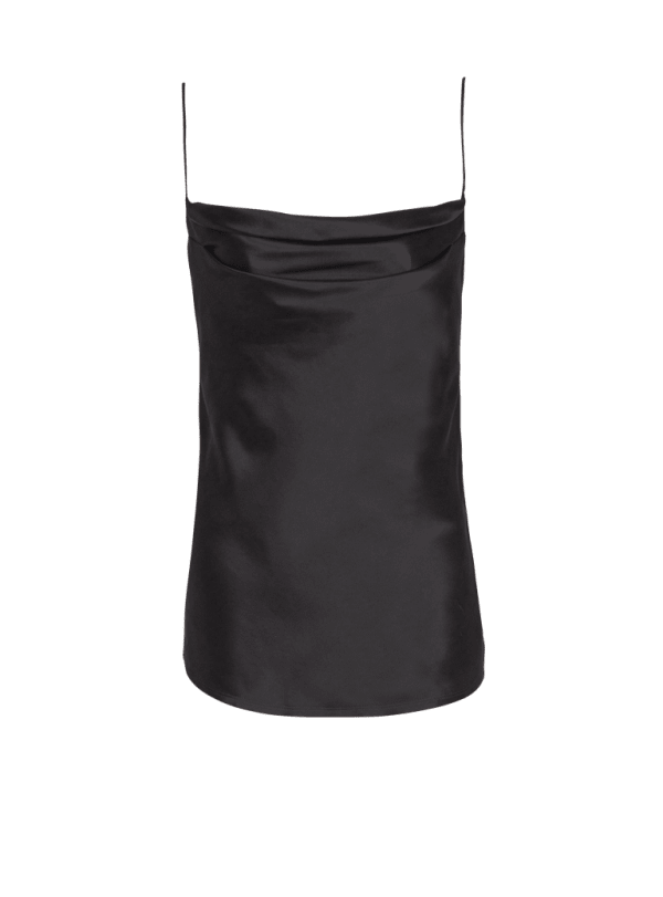 balmain paris Top en satin drapé noir - Femme