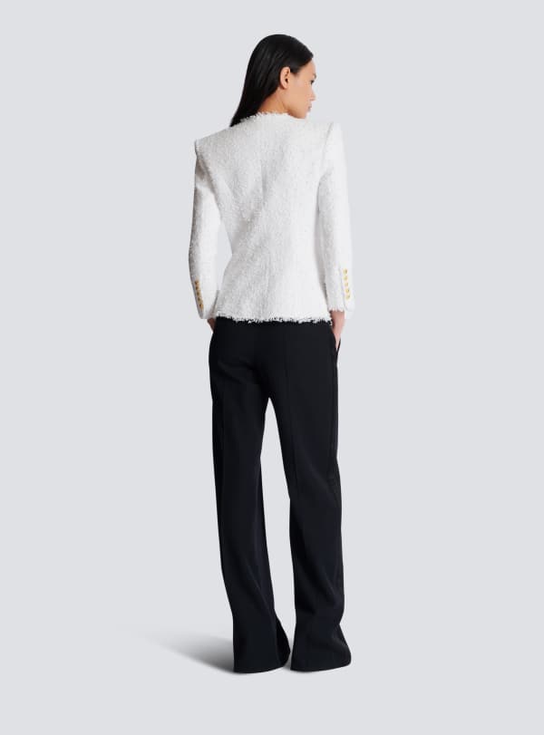 Balmain Paris Veste Ajustée En Tweed Blanc - Femme