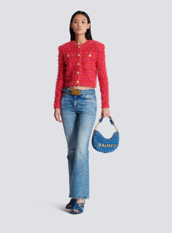 Balmain Paris Veste Courte En Tweed Rouge - Femme