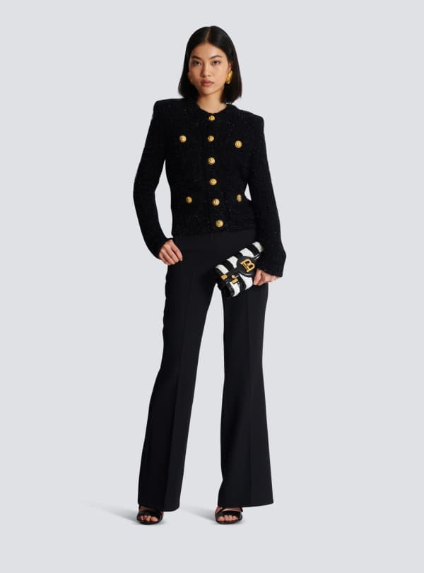 Balmain Paris Veste En Tweed à Boutons Noir - Femme