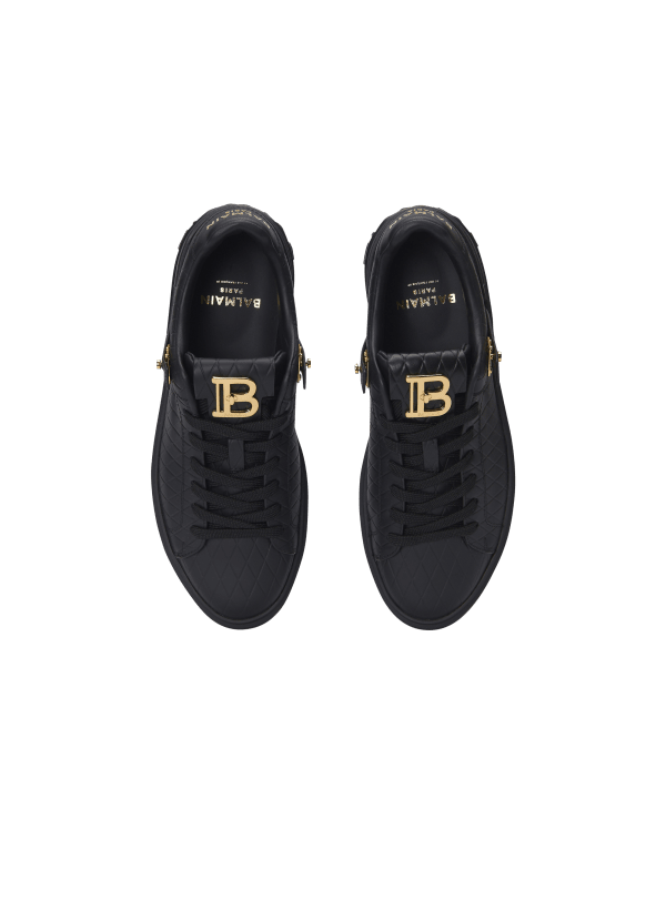 Balmain Paris Baskets B-Court B-Buzz En Cuir De Veau Embossé Noir - Femme
