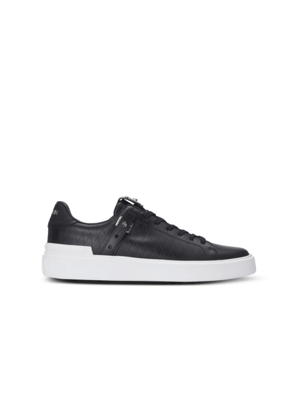 balmain paris Baskets B-Court B-Buzz en cuir de veau embossé noir - Homme