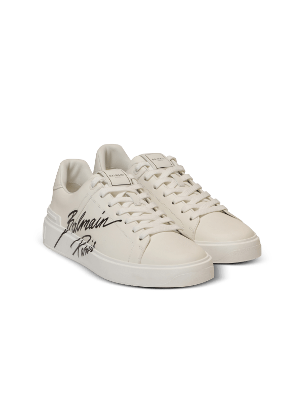 Balmain Paris Baskets B-Court En Cuir De Veau Blanc - Homme