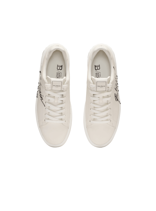 Balmain Paris Baskets B-Court En Cuir De Veau Blanc - Homme