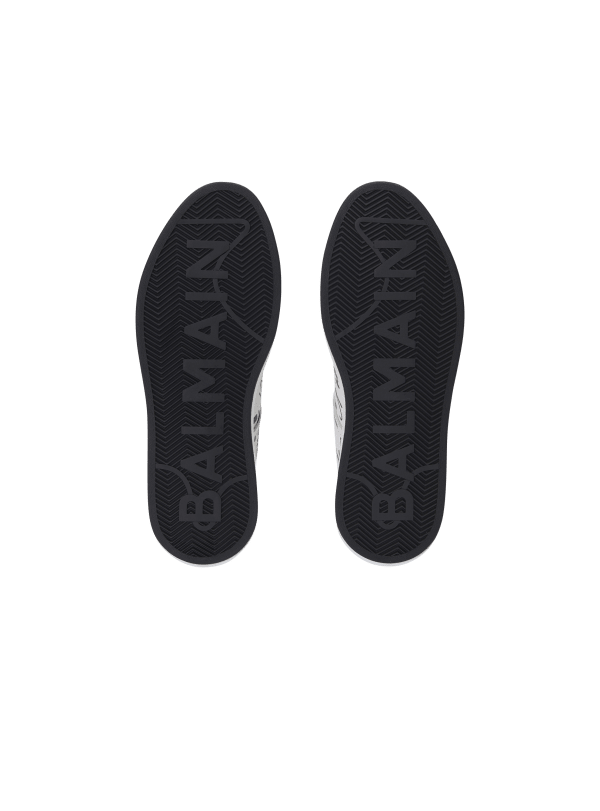 Balmain Paris Baskets B-Court En Cuir De Veau Imprimé Blanc - Femme