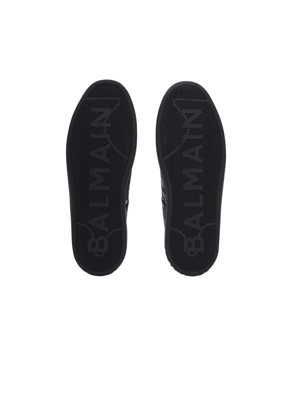 Balmain Paris Baskets B-Court En Cuir De Veau Imprimé Noir - Homme