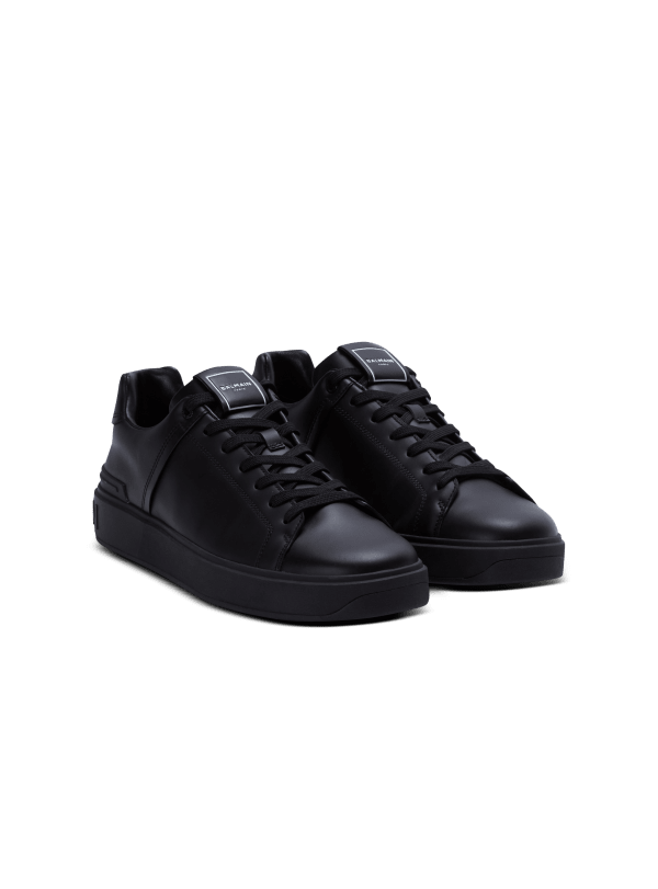 Balmain Paris Baskets B-Court En Cuir De Veau Noir - Homme