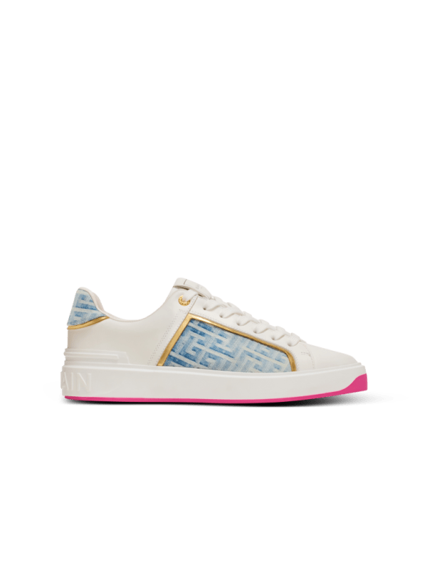 balmain paris Baskets B-Court en cuir et denim blanc - Femme balmain paris Baskets B-Court en cuir et denim blanc - Femme