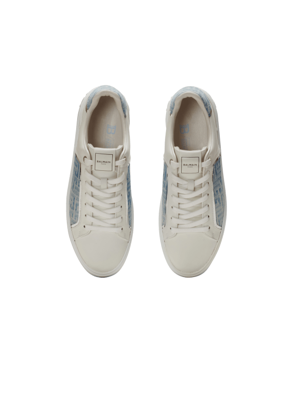 Balmain Paris Baskets B-Court En Cuir Et Denim Bleu - Homme