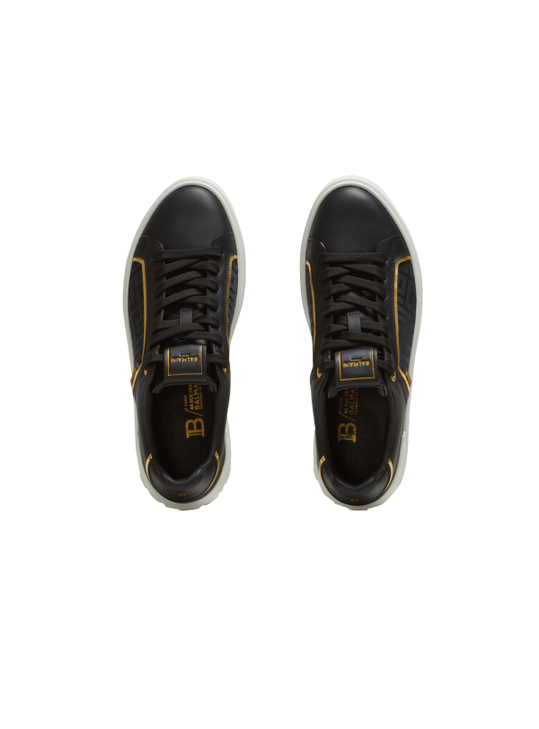 Balmain Paris Baskets B-Court En Cuir Et Nylon Monogramme Noir - Femme