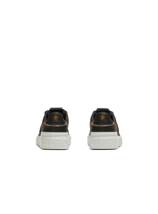 Balmain Paris Baskets B-Court En Cuir Et Nylon Monogramme Noir - Femme