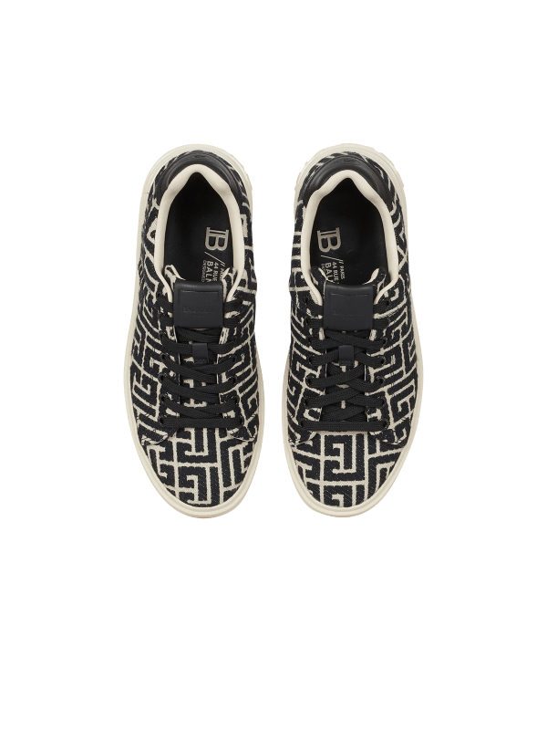 Balmain Paris Baskets B-Court En Jacquard Monogramme Noir - Femme