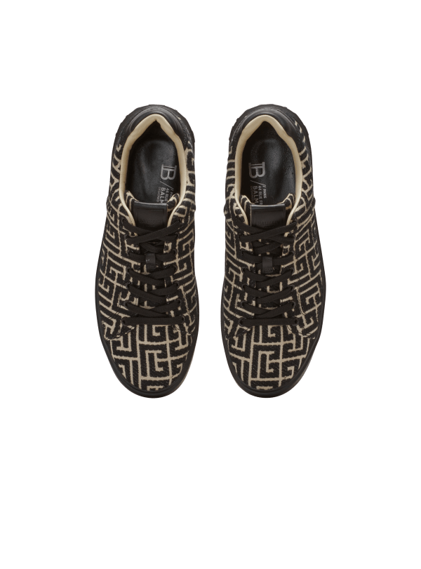 Balmain Paris Baskets B-Court En Jacquard Monogramme Noir - Homme