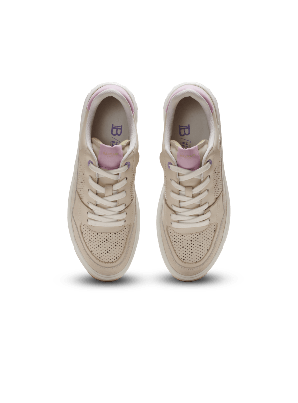 Balmain Paris Baskets B-Court Flip En Cuir Beige - Femme