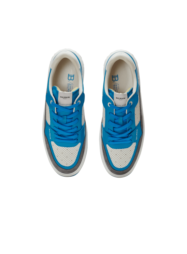 Balmain Paris Baskets B-Court Flip En Cuir De Veau Et Cuir Suédé Bleu - Homme