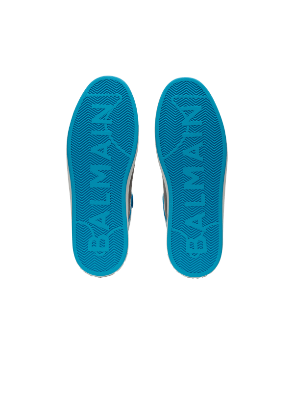 Balmain Paris Baskets B-Court Flip En Cuir De Veau Et Cuir Suédé Bleu - Homme