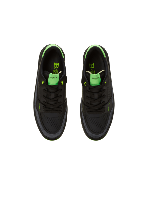 Balmain Paris Baskets B-Court Flip En Cuir De Veau Et Cuir Suédé Noir - Homme