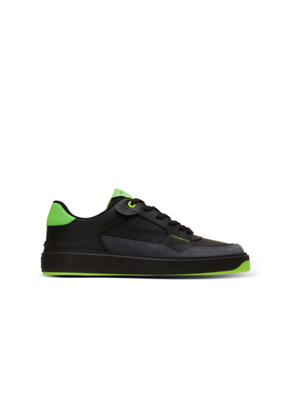 balmain paris Baskets B-Court Flip en cuir de veau et cuir suédé noir - Homme