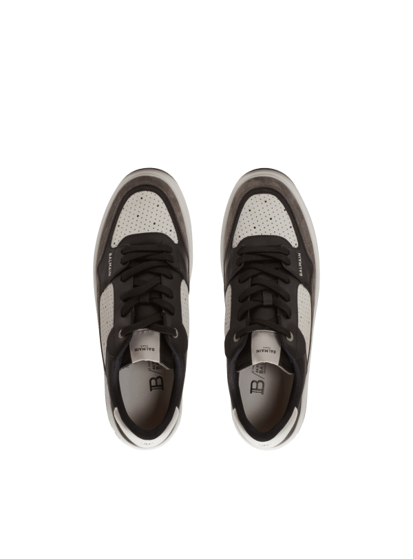 Balmain Paris Baskets B-Court Flip En Cuir Et Cuir Suédé Noir - Homme