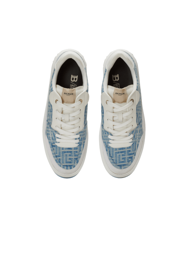 Balmain Paris Baskets B-Court Flip En Denim Monogramme Bleu Marine - Homme