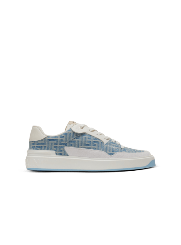 balmain paris Baskets B-Court Flip en denim monogramme bleu marine - Homme