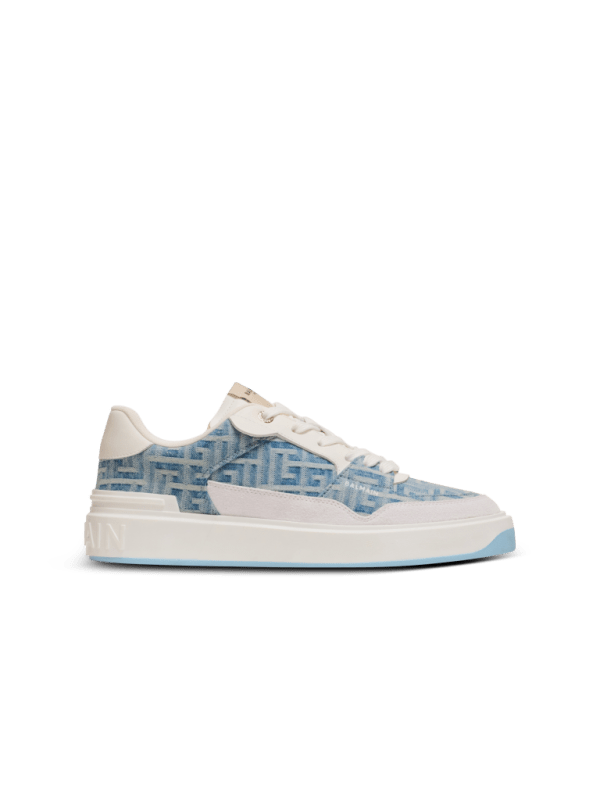 balmain paris Baskets B-Court Flip en denim monogramme bleu marine - Femme