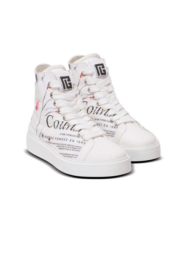 Balmain Paris Baskets B-Court High Top Imprimées Balmain Beauty Blanc - Femme