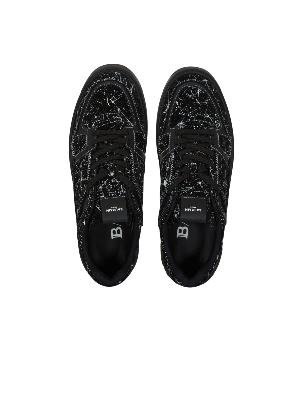 Balmain Paris Baskets B-Court Skate En Cuir Suédé Imprimé Galaxy Noir - Homme