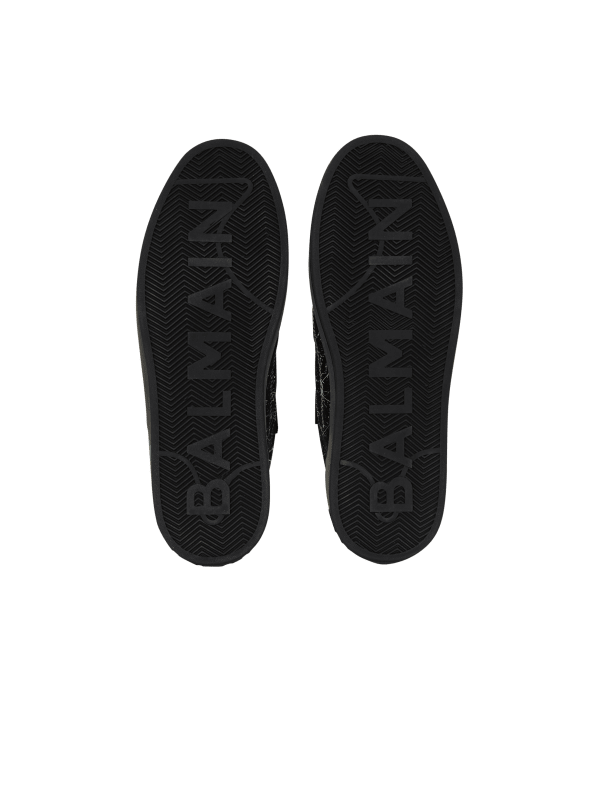 Balmain Paris Baskets B-Court Skate En Cuir Suédé Imprimé Galaxy Noir - Homme