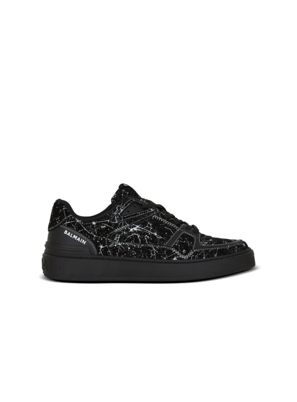 balmain paris Baskets B-Court Skate en cuir suédé imprimé Galaxy noir - Homme